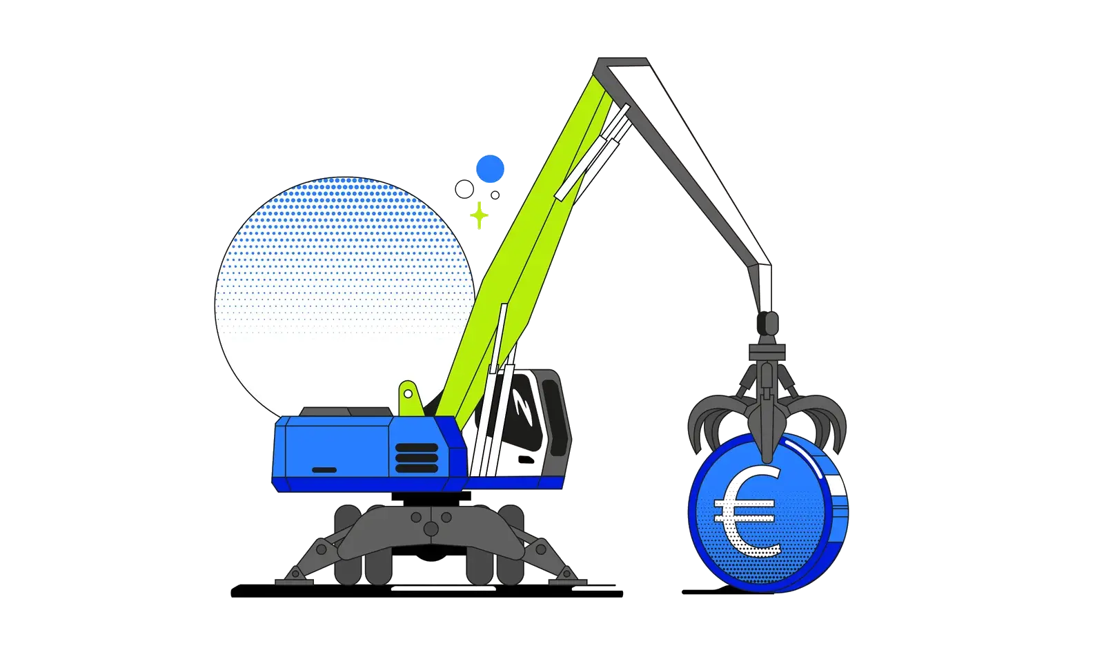 Prijsbepaling sloopauto — kraan met euroteken